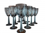 Lote contendo 10 Taças de Cristal com Hastes Torneadas em Anéis. -dim- 7,5d x 19a.