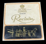 Caixa vintage de lenços perfumados, marca Racinda, contendo 6 unidades na cor bordô, com embalagem original. Marcas do tempo. -dim- 14,5x14,5