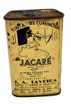 Rara lata antiga de Tinta Betuminosa Jacaré (1 Kg), J.A. Taveira, Rio-GB (décadas de 60/70), para colecionismo e decoração industrial/vintage. Marcas do tempo. -dim- 9x9x13,5.