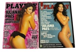 Lote de 2 revistas Playboy Brasil Edição Colecionador de 2004 (Maio e Novembro), ambas com a estrela Juliana Paes. Marcas do tempo.