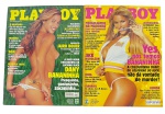 Lote com 2 Revistas Playboy Brasileiras (Março 2001 e Março 2004), ambas com Dany Bananinha na capa, marcas do tempo.