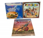 Lote 3 LPs: Coletâneas Nacionais Anos 80/90 - Inclui Sertanejo (Zezé Di Camargo & Luciano), Infantil (Tevelândia/Fofão, 1986) e a inusitada capa Hambúrguer Espacial.