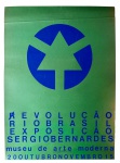 Pôster original da exposição Revolução Rio Brasil de Sérgio Bernardes, Museu de Arte Moderna (MAM), 1982. Item de design gráfico modernista brasileiro, verde e azul, em bom estado de conservação. Marcas do tempo. -dim- 30x50