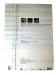 Cartaz original do XVII Congresso Brasileiro de Arquitetos (XVII CBA) de 2003 (Rio de Janeiro), em papel, com design gráfico moderno, importante para a história da arquitetura e urbanismo brasileiros. Marcas do tempo. -dim- 46x66