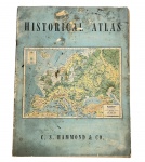 Atlas Histórico de C. S. Hammond & Co., edição brochura vintage (c. 1920s-1950s) com mapas temáticos da Europa, marcas do tempo. -dim- 24x31.