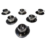 Seis xícaras para café  com os pires Tramontinox, Diam. 6,5, Alt. 6 cm.