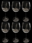 Seis taças em fino cristal para vinho branco, 21 x 6 cm.