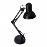 Luminária de mesa  articulada, executada em plástico ABS preto, Alt. 55, Diam. 14 cm.