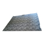 Tapete artesanal nas cores preto, grafite e branco, 206 x 255 cm.