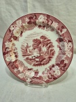 Lindo prato decorativo em porcelana inglesa com pintura vermelho e branca. Medindo 23cm de diâmetro.