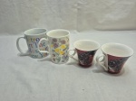 Lote de 4 canecas diversas para coleção. porcelana. Medindo a maior 10cm de altura.