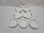 Lote de 7 pires de café em porcelana, sendo 2 modelos. Medindo o maior 11cm de diâmetro.