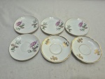 Lote de 6 pires de café diversos em porcelana. Medindo 10,5cm de diâmetro.