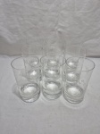 Jogo de 9 copos de água, suco em demicristal lapidado. Medindo 7cm x 13cm de altura.