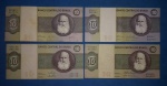 4 Cedulas /Brasil-  valor de 10 Cruzeiros !! Flor de estampa !! decada de 1970 !!!  Serie  mais cara !!  Catalogo marca 100,00 $ !!!