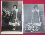 Fotografias - 2 Peças pose de menina com Flores decada de 1950 !! Acompanha foto prova  !! muito utilizada na época !! 
