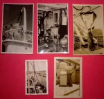 5 fotografias - A bordo de Navio antigo , todas diferentes, preto e branco locais tipicos do navio !