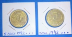 2 Moedas/ Brasil - 5 Cruzeiros anos de 1942 e 1943  !!! material bronze /Alumnio !!!