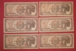 6 cedulas/ Brasil- 5 Cruzeiros Indio !! Series 004/ 023 / 053 / 071 / 093/ 103 !! valor inicial muito abaixo de mercado !!