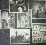 6 Fotos Promocionais, coleção ``Aventis Pharma``, (Calcigenol) motivos religiosos, idos de 1950, tamanho 18cm x 24cm, verso com local e título de produto