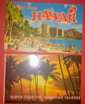 2 Postais do Aloha Hawai, manhã na praia e entardecer!!! Coloridos, década de 1970