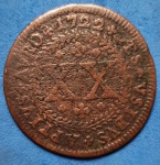 Moeda / Brasil - Cobre !! valor de XX Réis ano de 1722 , raridade !!! Periodo Colonial  !! Valor de catalogo MBC = 400,00 Reais !!!