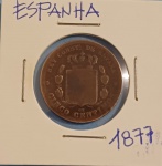 Moeda - Espanha !! alto valor de mercado !! ano de 1877 !! material bronze !!