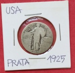 Moeda/ USA - Prata !! Quarter Dollar ano de 1925  !! data muito escassa  !! dificil de aparecer !!