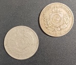 2 moedas - Brasil - valor de 200 reis anos de 1877 e 1871 !! tempo do imperio !! material cuproniquel !!