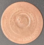 Moeda - Brasil - valor de 40 reis com carimbo de 20 reis ano de 1828 B ( casa'da moeda da Bahia ) !! material cobre !! valor de estimado ou catalogo cerca de 120 reais !!