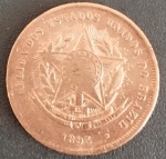Moeda- Brasil !! valor de 20 reis ano de 1893 !! material bronze !! data dificil de aparecer !! valor de mercado cerca de 45 reais !!