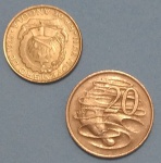 2 Moedas/ Austrália / Crocodillo !! e Angola Independente !! ano de 1975 !!