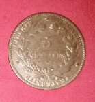 Moeda ; Franca !! 5 centesimos ano de 1873 !! raridade !! alto valor internacional !!