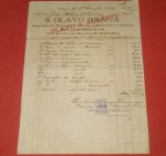 Recibo de compra datado de novembro de 1893, descriminação de chapeus, lençoes, carreteis de loinhas etc... Todos importados da Europa, com selo de época