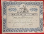 Colecionismo, folha apólice ao portador de 100 mil réis do Estado de Pernanbuco- obras novas do porto de Recife!!! Decreto do ano de 1935