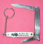 colecionismo- 2 canivetes !! inscricao Cristo crucificado !! + peca maior em aco !! tamanho aberto = 18cm