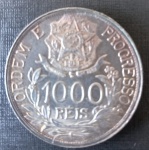 Moeda - Brasil - Valor 1000 Reis data 1912 !! material em prata !! Flor de cunho !! estrelas ligadas !! alto valor de mercado cerca de 250,00 Reais !! dificil de aparecer !! valor de lance  inicial muito abaixo