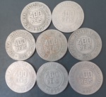 8 Moedas do Brasil !! valor de 400 Reis !! material cupro niquel !! datas de 1919/ 1920 /1921/1922/ 1926/1927/1929/1930/ monte uma coleção !! ou complete sua coleção !! valor inicial muita moleza !!