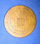 Moeda/ Brasil - material Cobre  !! Valor XL Reis , ano de 1796 !! Com carimbo de escudete !! Com patina de época  , valor estimado 280,00 Reais  !!!