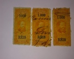 Filatelia  -  3 Selos / Brasil  valor 1000 Réis , D.Pedro  barba preta !!