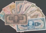 9 cedulaas do Brasil !! todas diferentes !! destaque para cedula de 1 Mil reis  modelo autografada 1!1!!  emissão na decada de 1950 !!