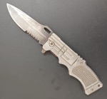 Colecionismo - Canivete com desenho estilo Arma !! Revolver !! em material metal aço !!! tamanho aberto = 20cm , marca Mundial !!