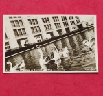 Cartofilia - Cidade de Resend !!! Escola Militar , Lago em frente ao prédio !! Preto e branco  !! Decada de 1950/ 60  !! 