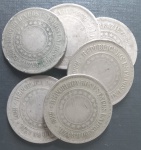 6 moedas do Brasil !! valor de 200 Reis !! datas logo após a proclamação da Republica !! material cuproniquel !! anos de 1889 + 1893 + 1895 + 1896 + 1897 + 1898 !! preço de ocasião !!