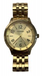 MONDAINE - Relogio de pulso com pulseira e mostrador em metal dourado, desgaste do tempo. Funcionando. Medida do visor 4,5cm.