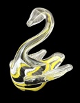 Escultura de mesa em cristal de Murano policromado, figura de ganso. Mede 15cm.