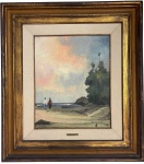 SANSÃO PEREIRA (Xapuri 1919 Rio de Janeiro 2014) - Obra em óleo sobre juta "marinha", assinada no canto inferior direito, proteção de paspatur e moldura de madeira. Medida total da obra 78cm x 70cm.