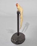 Antiga escultura chinesa de galo Mandarim em Marfim e estrutura em madeira. Med. 12 cm