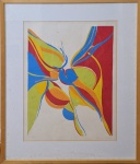 MARIA POLO (1937-1983) - Serigrafia original colorida, assinada de punho no c.i.e. e anotada no c.i.d: Prova do artista. Medida interna: 59 x 44 cm e externa: 81.5 x 65 cm. Obs: Para uma melhor estética, sugerimos a limpeza do papel. SOBRE A ARTISTA: Maria Polo: O Encontro da Abstração Lírica com a Alma Brasileira. A pintora é uma figura essencial no panorama das artes plásticas que cruzam a Europa e o Brasil, onde se radicou em 1959. Sua produção artística notável é caracterizada por uma abstração lírica profundamente sensorial, onde o rigor da formação veneziana se funde com a vivacidade e a luz da paisagem brasileira. Reconhecida por críticos como Pietro Maria Bardi, que promoveu sua primeira individual no país, Polo dominava diversas técnicas  de pinturas a óleo a vitrais e gravuras , deixando um legado de composições marcadas por um uso sensível e harmonioso da cor, que celebra a expressividade e a complexidade técnica até sua precoce morte em 1983.