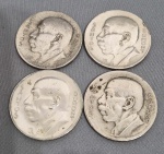 Lote com 4 moedas de 5000 Réis - Santos Dumont - Prata .600 - Aprox 10 g - 27,5 mm --- https://www.diniznumismatica.com/2016/08/5000-reis-santos-dumont-e-suas.html